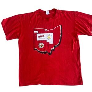Vintage 90s Ohio DARE Drug Awareness Red Tshirt Mens Size Large Preowned